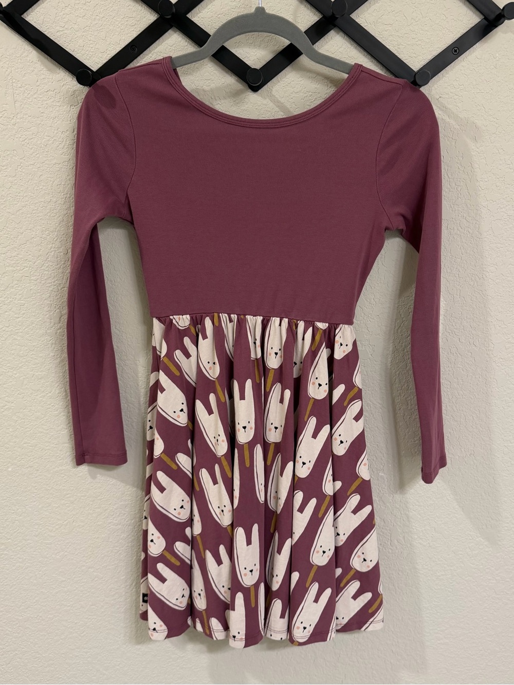 Tea Collection Mauve Long Sleeve Dress with White Bunny Print